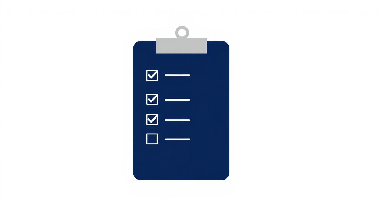 Illustration: Klemmbrett mit abgehakten Checklistenpunkten als Symbol für strukturiertes Onboarding