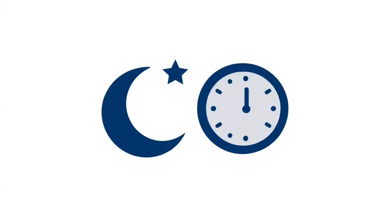 Illustration: Mond mit Stern neben einer Uhr als Symbol für steuerfreie Nacht- und Feiertagszuschläge